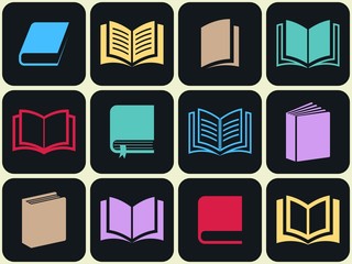 Colorful book icon set