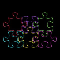 Colorful outline puzzle pieces