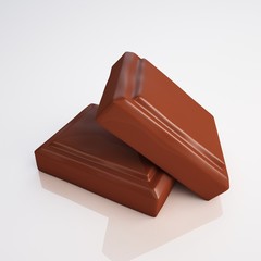 Chocolate pieces 3d illustration