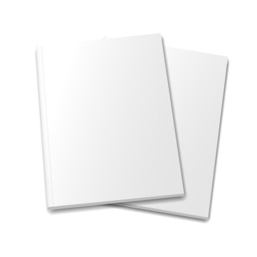 collection of various  blank white  books on white background