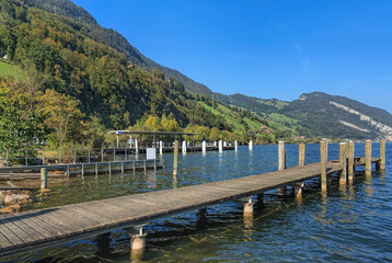 View on Lake Alpnachersee in Alpnachstad