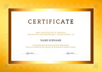 Vector illustration of gold detailed certificate