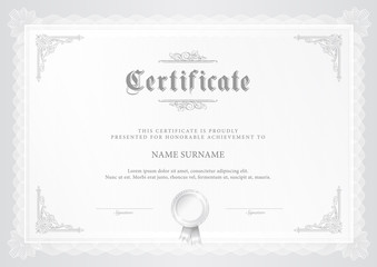 Vector illustration of silver detailed certificate