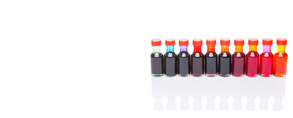 Different color variety of liquid food color additives 