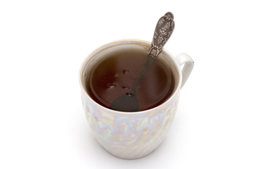 cup of tea on the white background