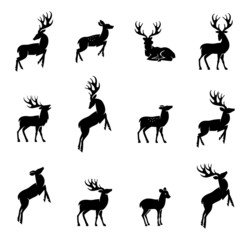 Deer silhouette set