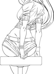 Girl sits in bar . Vector illustration