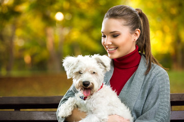 beautiful woman and his dog maltezer