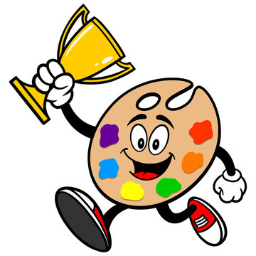 Art Palette Running with Trophy