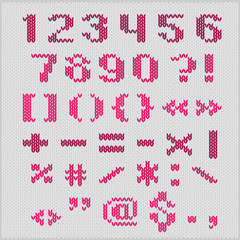 Knitted vector alphabet, sans serif numbers and punctuation.