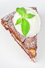chocolate cake with jam ice cream