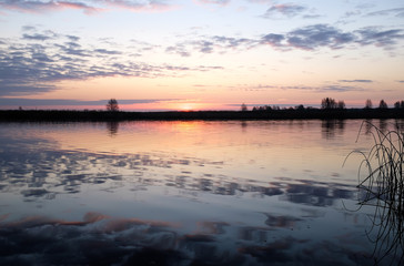 Fototapeta na wymiar Sunrise over Lielupe river, Jurmala, Latvia