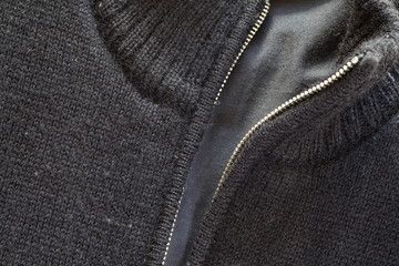 close - up black knitted winter sweater