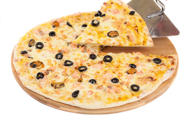 home made pizza on white