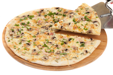 Home made pizza on white