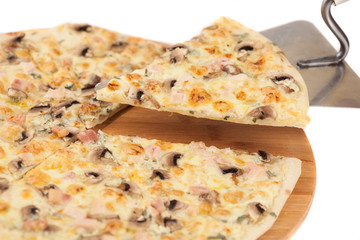 Home made pizza on white