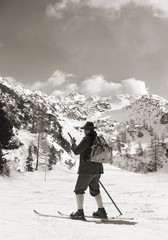 Black and white photos, Vintage photos with vintage skier - 74682509