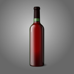 Blank green realistic bottle for red wine. Vector