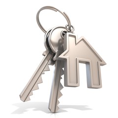 Key of house door, isolated on white background