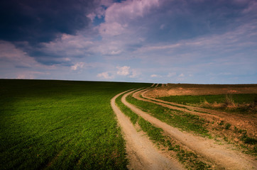 Fototapeta premium Dirt road in the night.