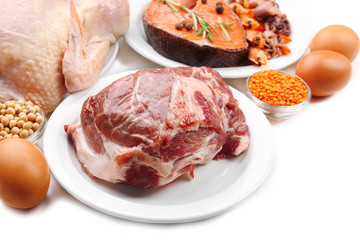 Food high in protein close-up