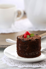 Yummy chocolate cupcake close up