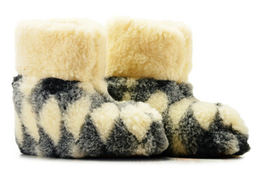 Warm winter shoes isolated on white