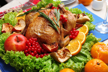 Baked chicken for festive dinner