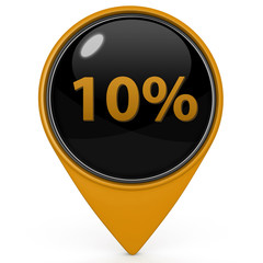 Ten percent pointer icon on white background