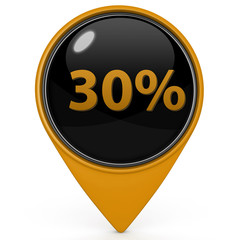 Thirty percent pointer icon on white background