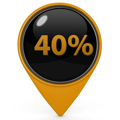 Fourty percent pointer icon on white background