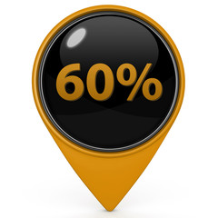 Sixty percent pointer icon on white background