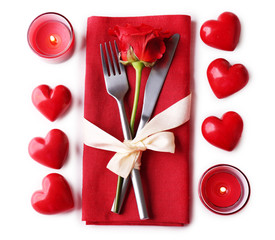 Fototapeta na wymiar Festive table set for Valentines Day