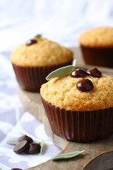 Delicious homemade gluten free muffins with chocolate drops