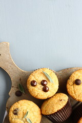 Delicious homemade gluten free muffins with chocolate drops