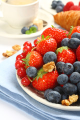 Fresh berries on plate for breakfast