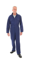 man in blue overall