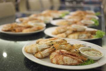 Grilled Shrimp seafood in dish.