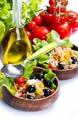 spelt salad on white background