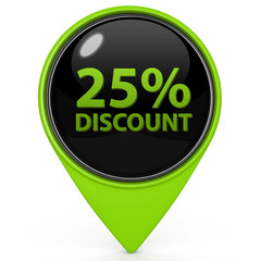 Discount 25 pointer icon on white background