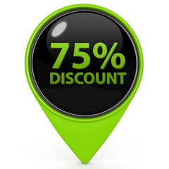 Discount 75 pointer icon on white background