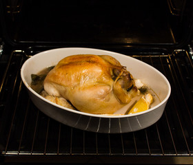 Chicken cooked in the oven