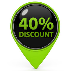 Discount forty percent pointer icon on white background