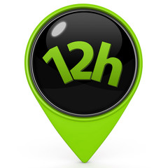 12 hours pointer icon on white background