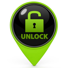 Unclock pointer icon on white background