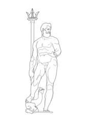 Bologna, Italy, Neptune statue drawing