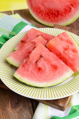 Juicy watermelon on table close-up