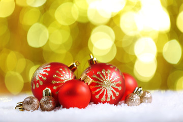 Christmas balls on bright background