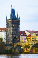 The Old Town Charles bridge tower in Prague