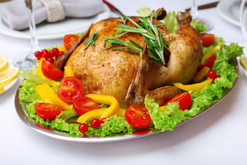 Baked chicken for festive dinner